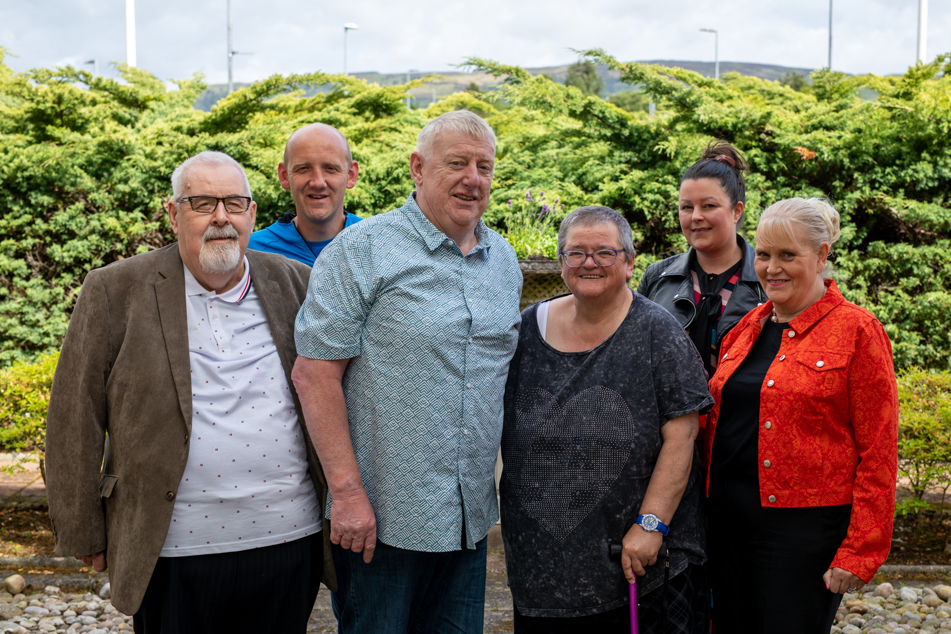Margaret with other board members. From left to right , Brian Connelly MBE, Gordon Campbell (behind), Chairperson Calumn MacKay (Barney), Margaret Dymond, Catherine Coutts (behind) and Vice Chairperson, Janet Strang.